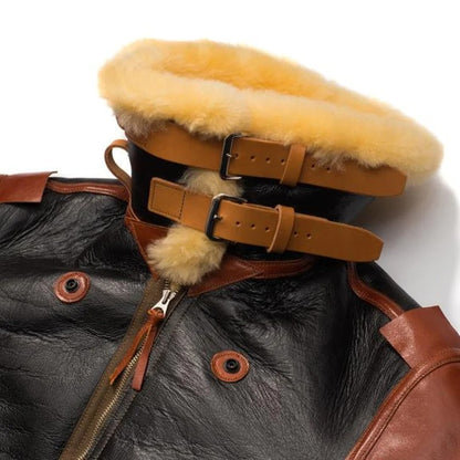 Men's Brown B3 Aviator Shearling Bomber Jacket - Fur Jacket