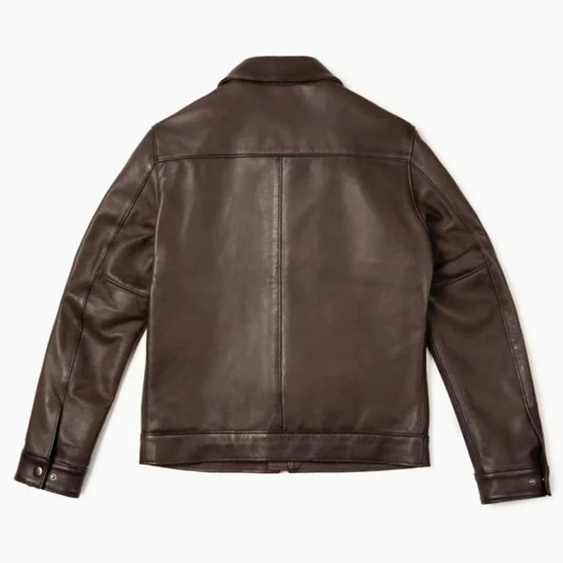 Men's Brown Genuine Sheepskin Leather Jacket