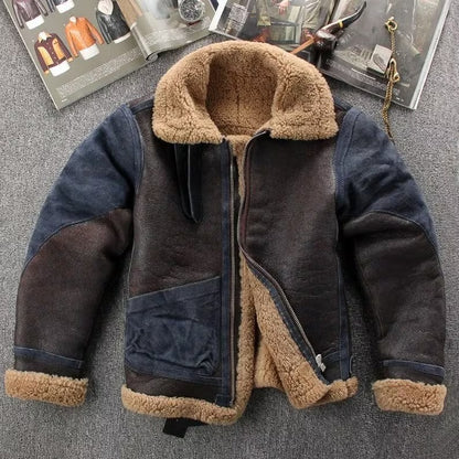 Men's Brown RAF Aviator Shearling B3 Bomber Jacket