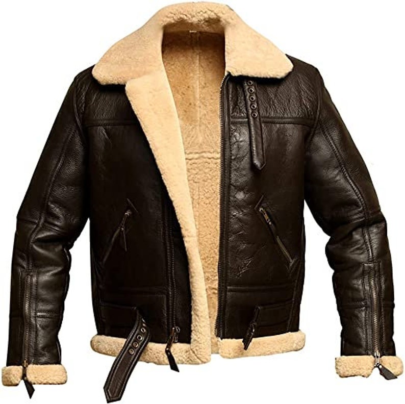 Men's Brown Shearling RAF Aviator Bomber Jacket