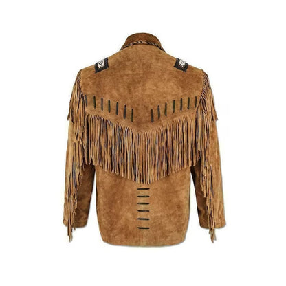 Men's Brown Suede Leather Western Fringe Showman Jacket - 70's Cowboy Style