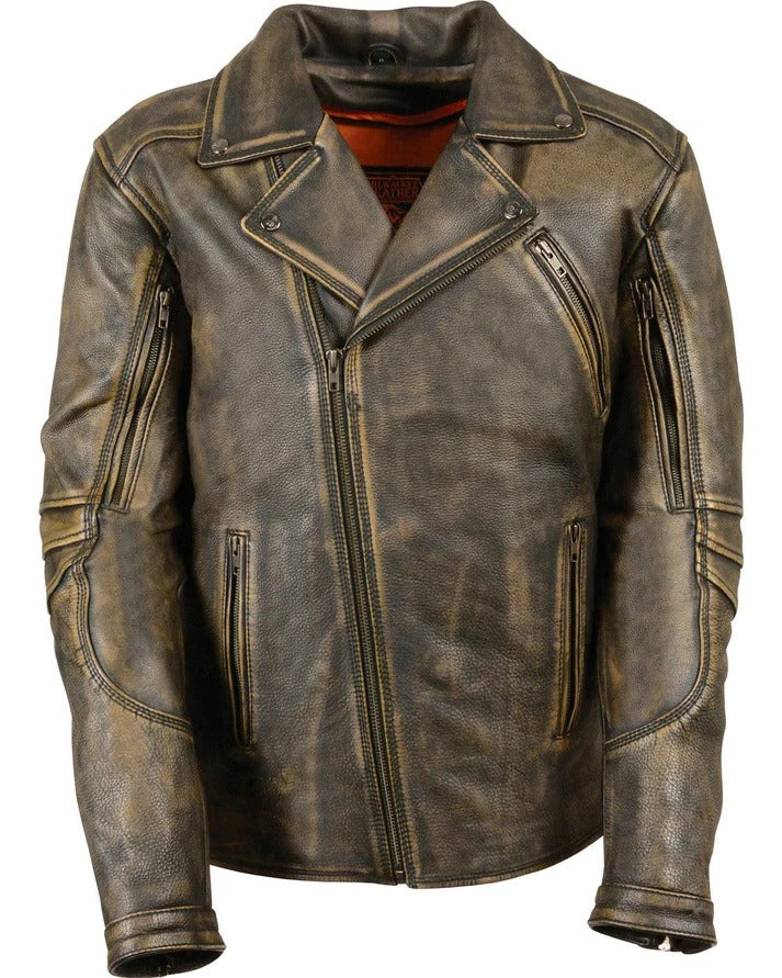 Men's Extra Long Triple Stitch Biker Jacket - Biker Jacket