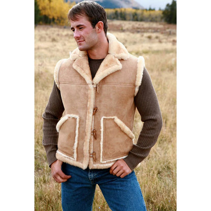 Men's Genuine Sheepskin Shearling Vest 2023