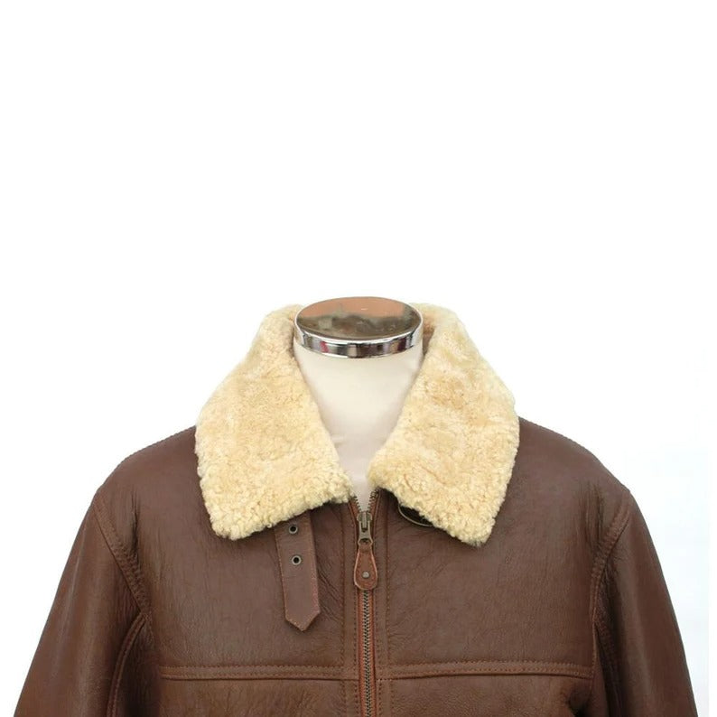 Men's Premium Leather Sheepskin Shearling Aviator Jacket