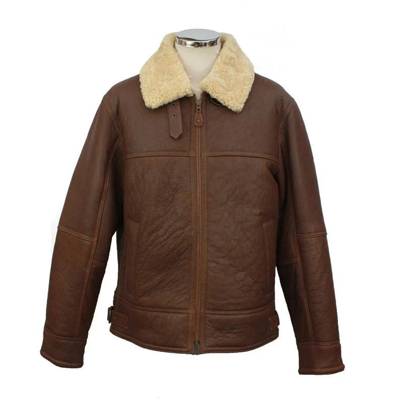 Men's Premium Leather Sheepskin Shearling Aviator Jacket