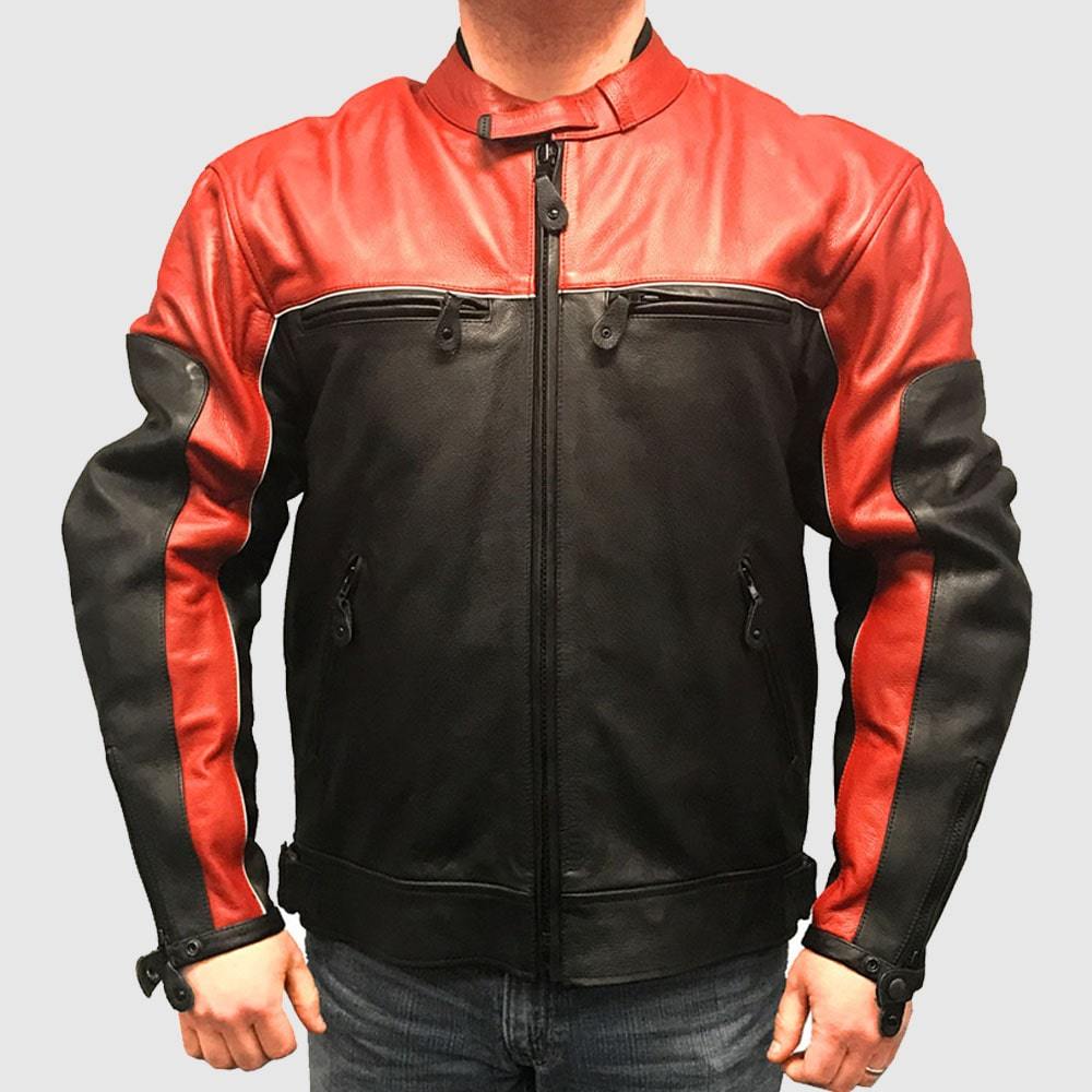 Men’s Body Armor Premium Racing Jacket - Red Leather Jacket