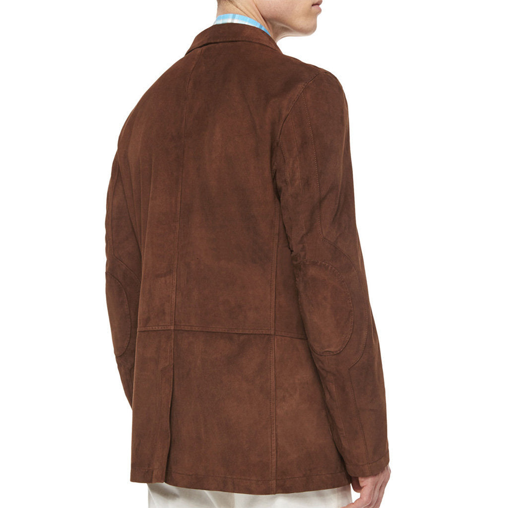 Men's Three-Button Suede Leather Blazer - Real Leather Coat