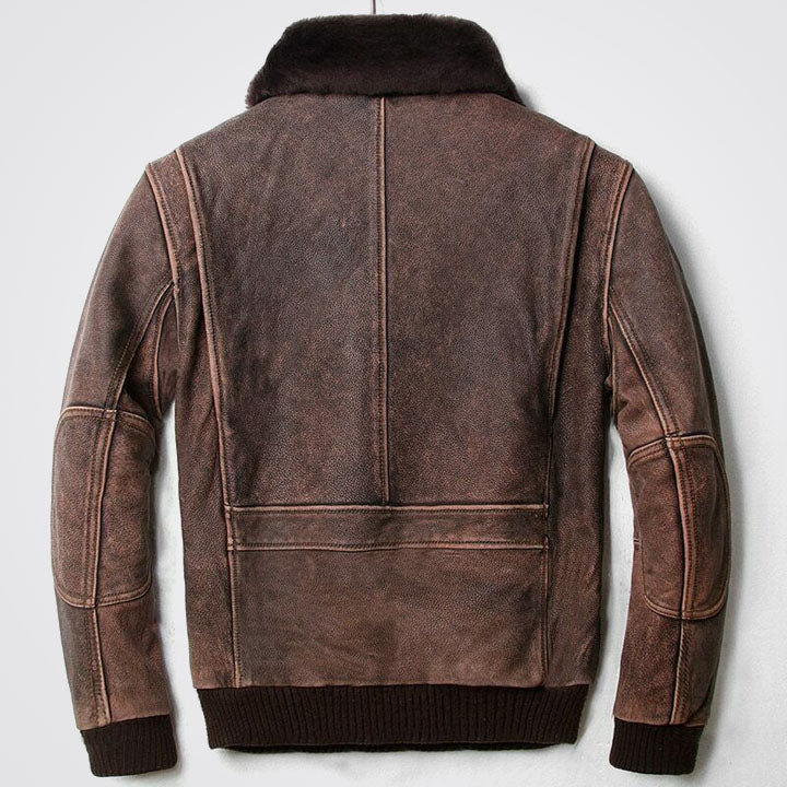 Men's Vintage Distressed Brown Flight Genuine Leather Bomber Jacket