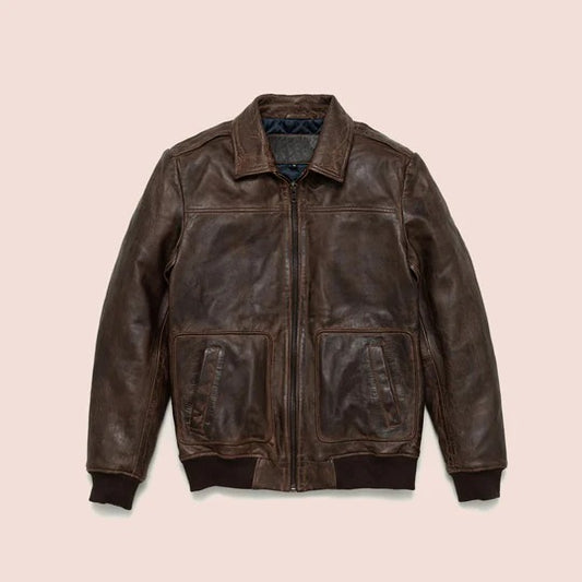 Vintage Lambskin A2 Brown Leather Bomber Jacket