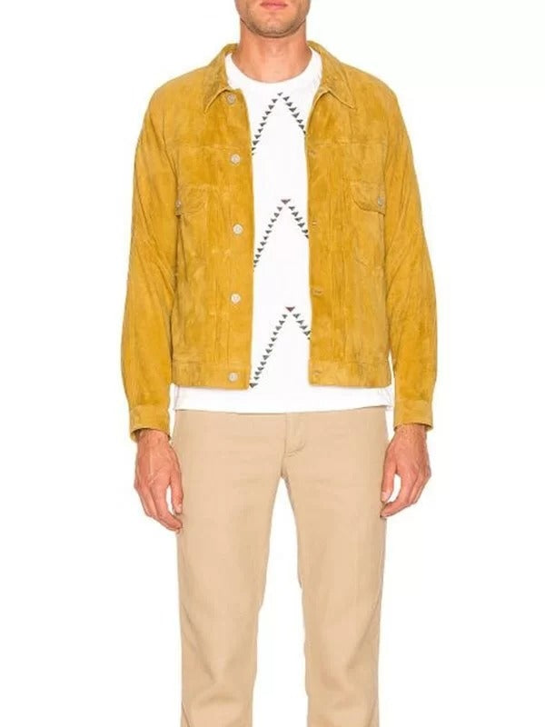 Premium Yellow Suede Leather Jacket for Men