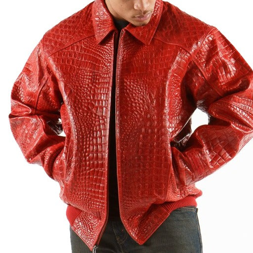Men's Alligator Print Leather Jacket