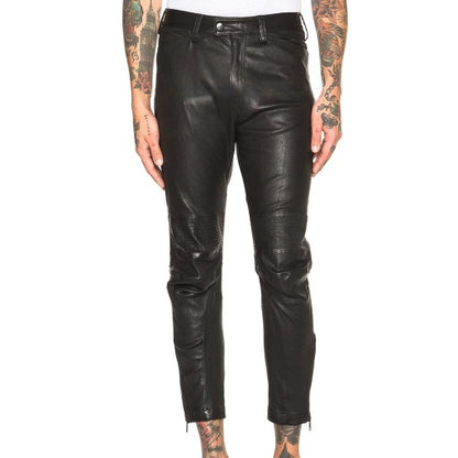 Men's Ankle-Length Leather Trousers