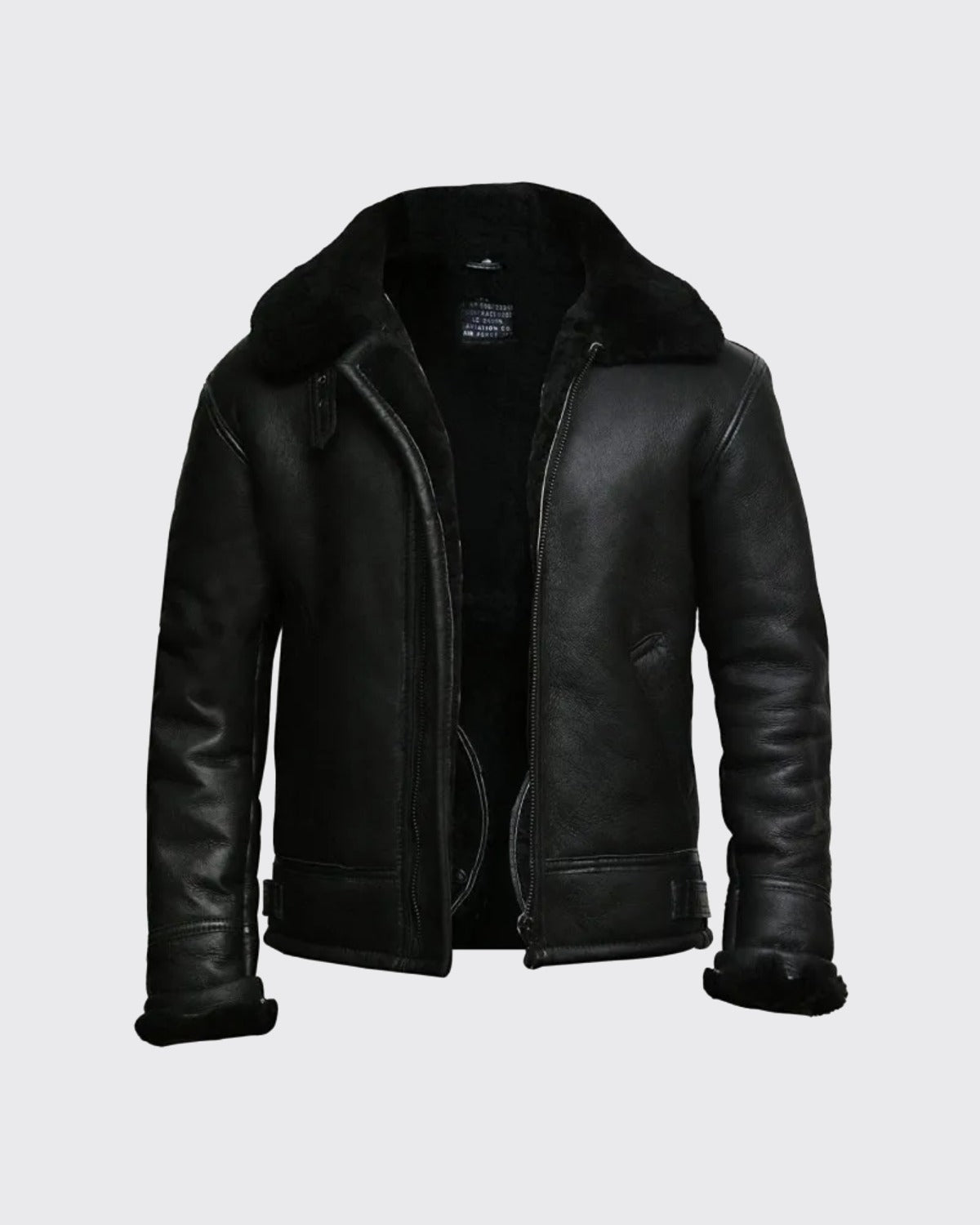 Mens Black Sheepskin Shearling Jacket