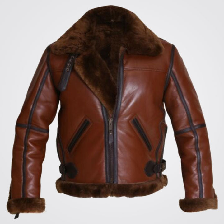 B3 RAF Aviator Real Sheepskin Shearling Leather Jacket