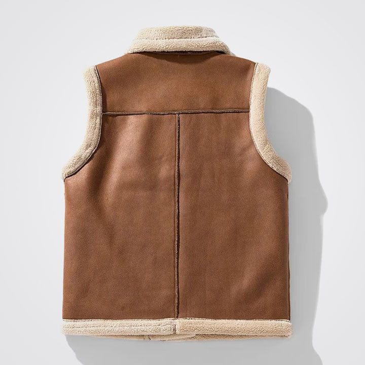Men's Brown Leather Shearling Vest