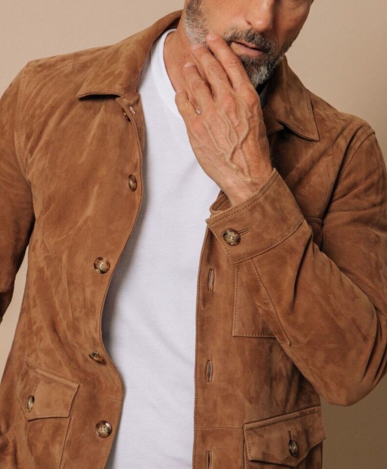 Men's Brown Pure Suede Field Leather Jacket
