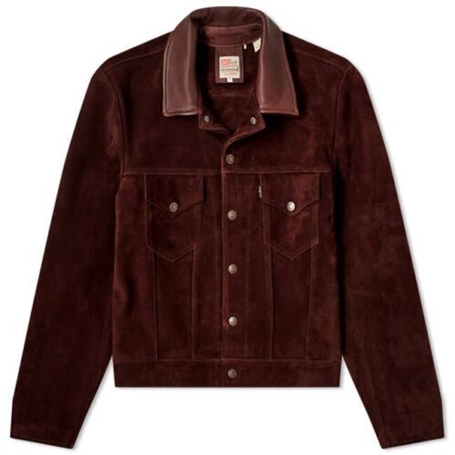 Men's Brown Pure Suede Leather Trucker Jacket