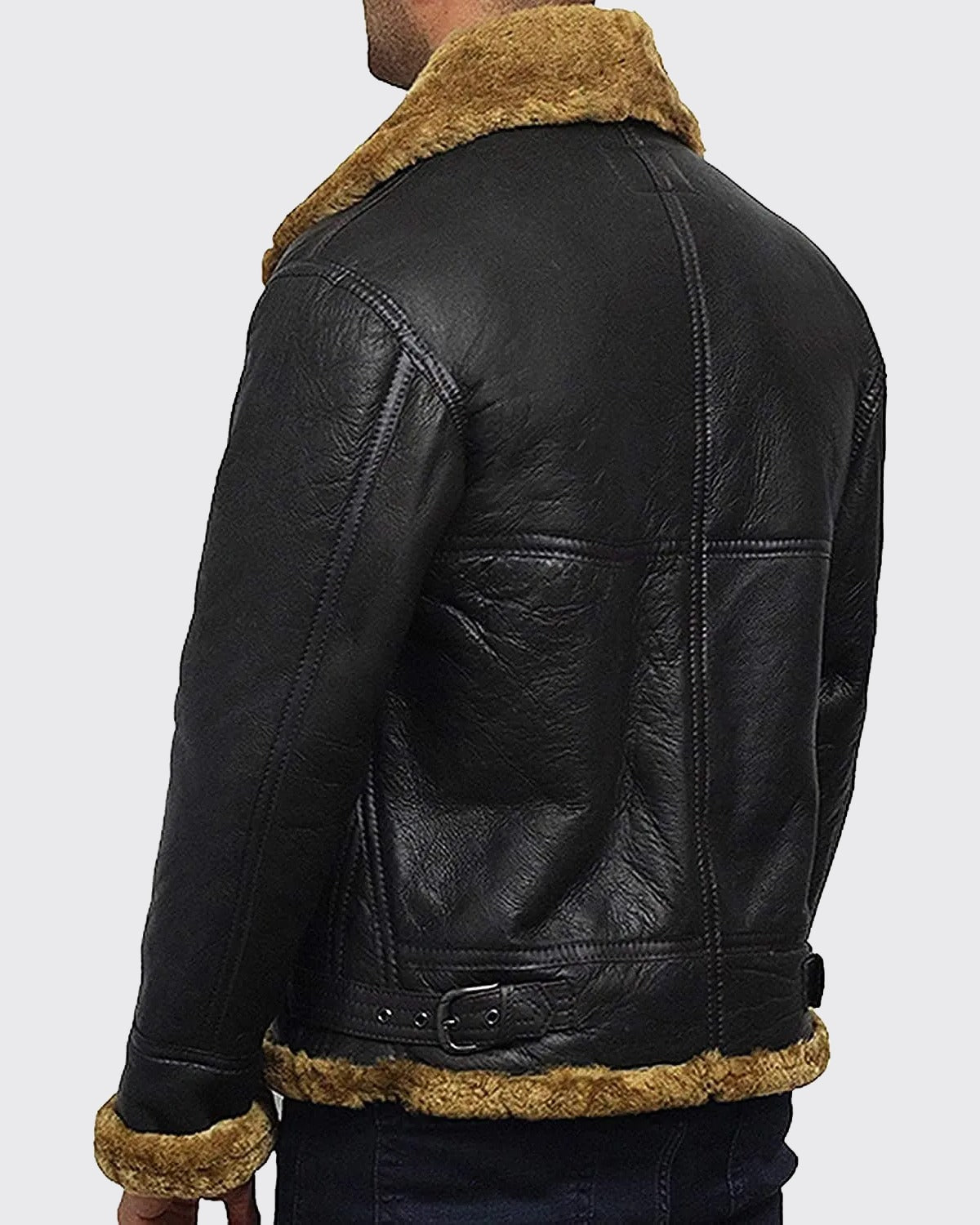 Men's Brown Sheepskin Shearling Jacket - B3 Aviator Flying Jacket