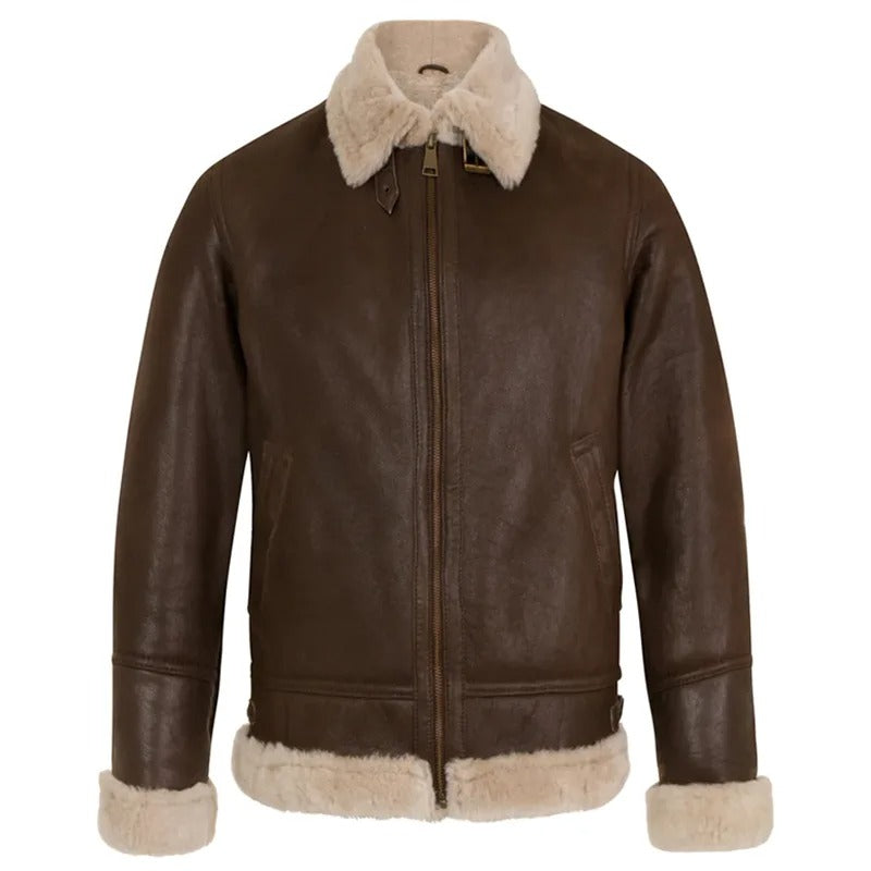 Men's Brown Sheepskin Shearling Leather Jacket