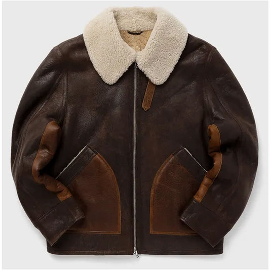 Pilot Shearling Bomber Leather Jacket