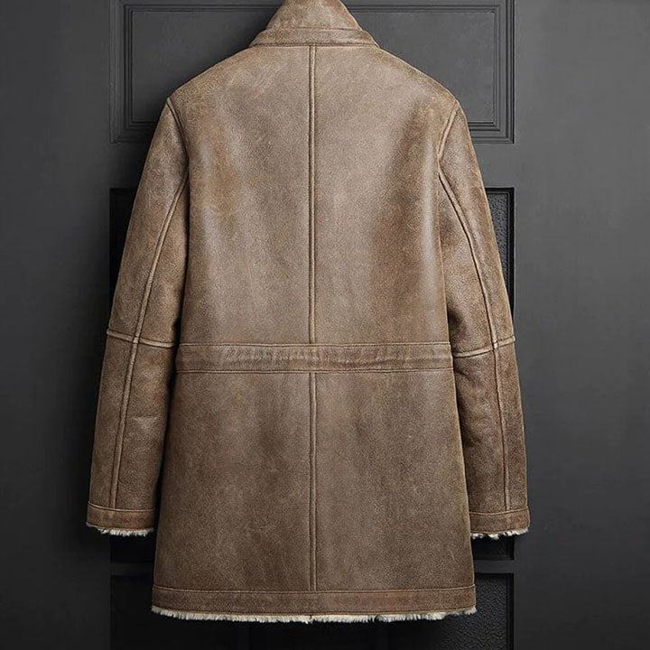 Men's Shearling Jacket Coat Shearling Long Coat Winter Warm Jacket