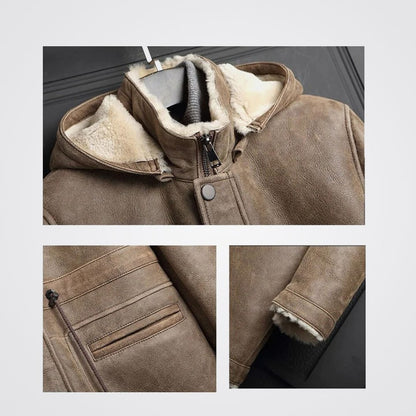 Men's Shearling Jacket Coat Shearling Long Coat Winter Warm Jacket