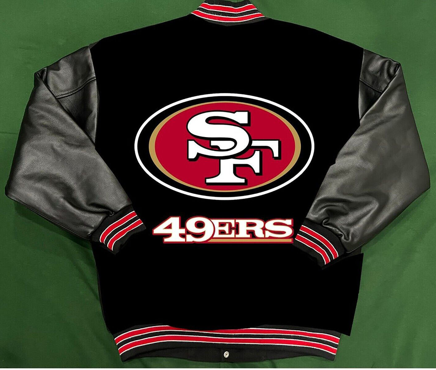 NFL San Francisco 49ers Men's Wool & Leather Full-Snap Varsity Jacket