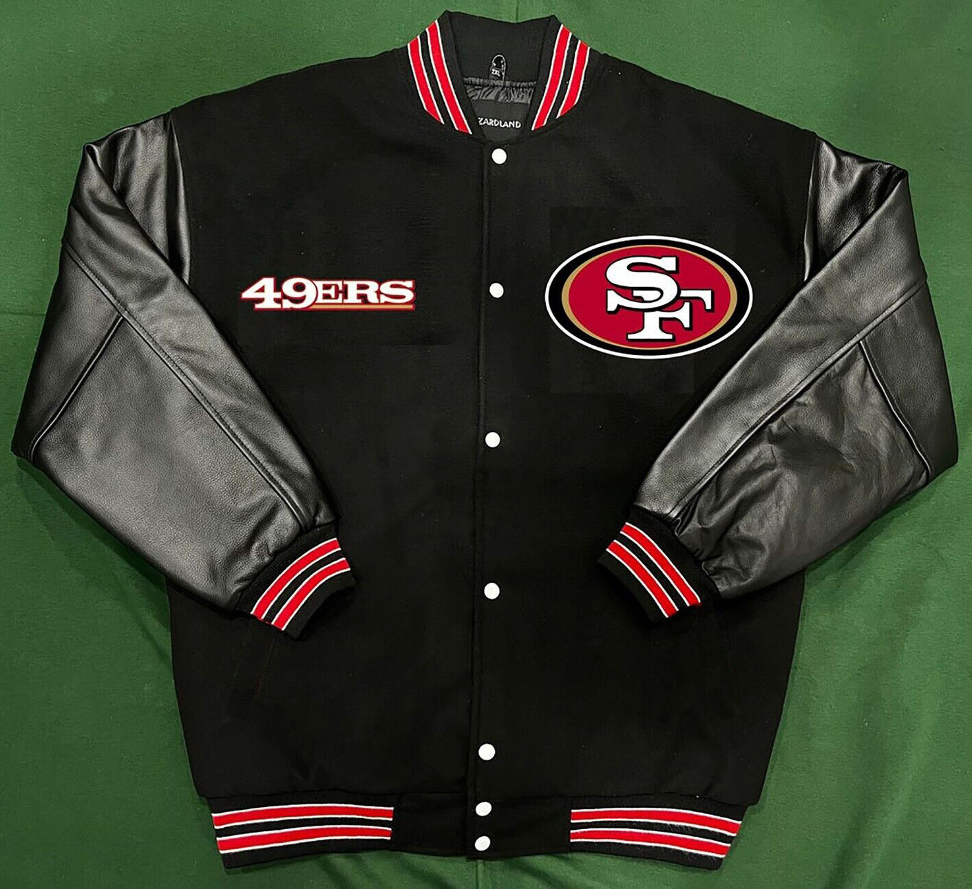 NFL San Francisco 49ers Men's Wool & Leather Full-Snap Varsity Jacket
