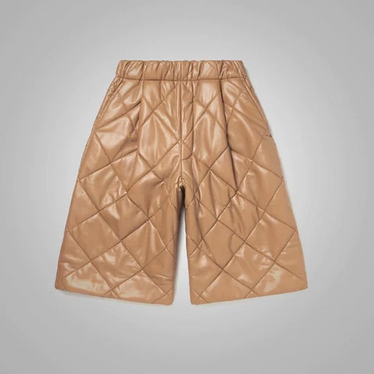 New Camel Mens Leather Shorts