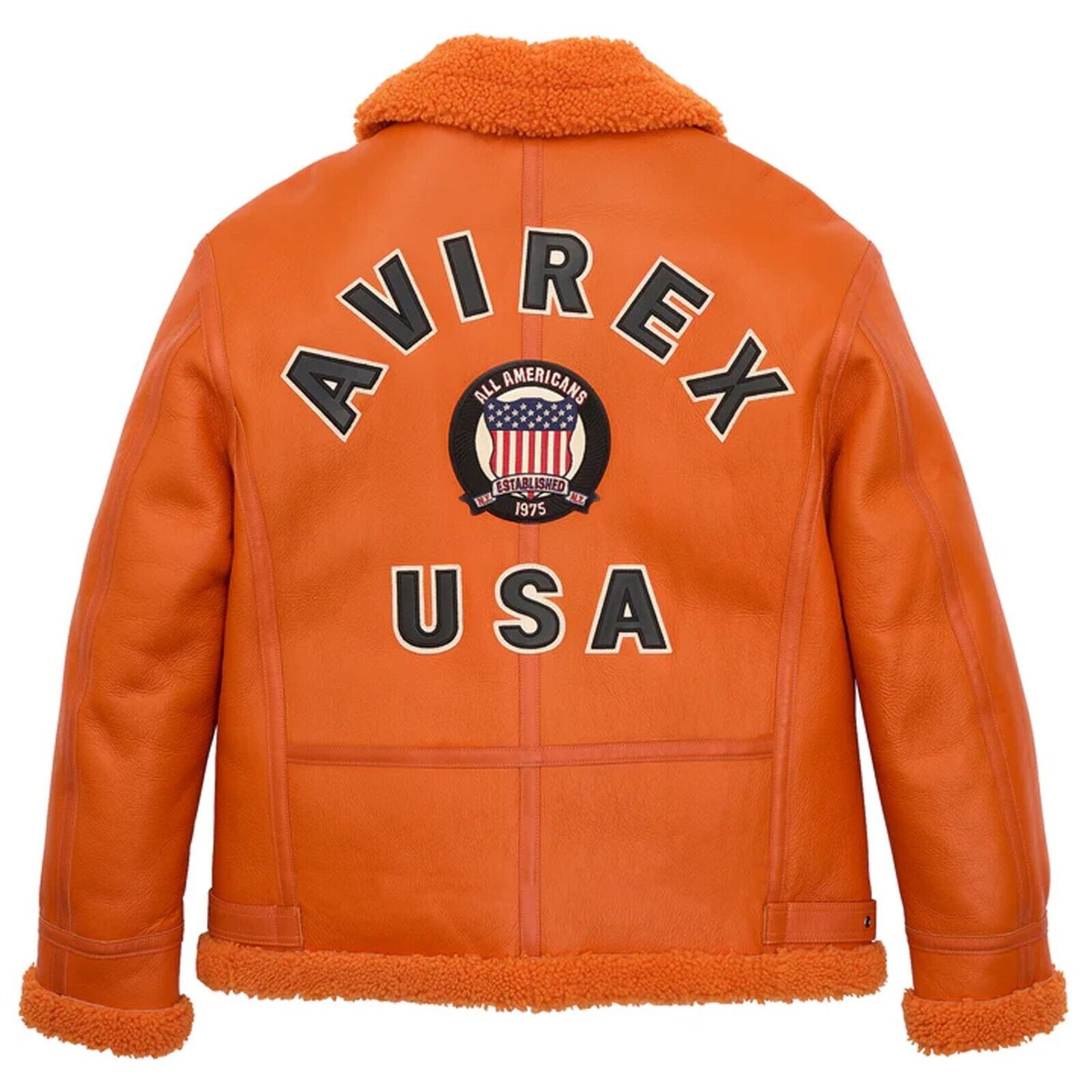 New Men’s Avirex Icon B3 Shearling Leather Bomber Jacket