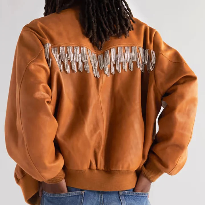 New Brown Cowboy Style Fringed Suede Leather Western Jacket