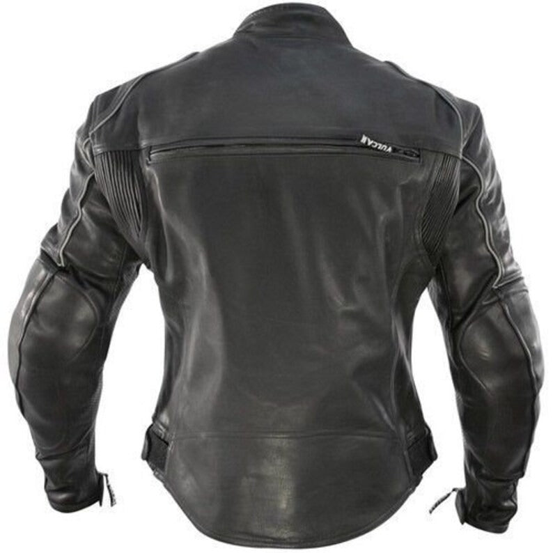 New Vulcan VNE98431 Men's Black Leather Protective Motorcycle Jacket with CE Armor