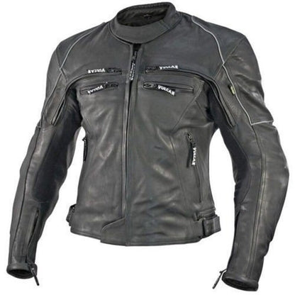 New Vulcan VNE98431 Men's Black Leather Protective Motorcycle Jacket with CE Armor