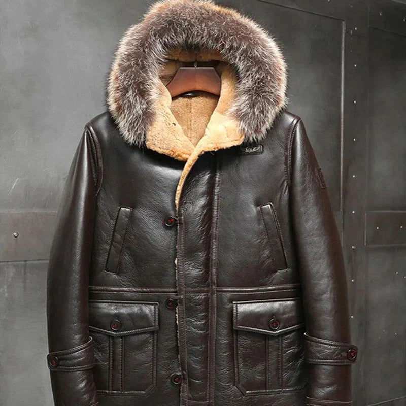 Stay Stylishly Warm Men's Brown Shearling Fur Jacket