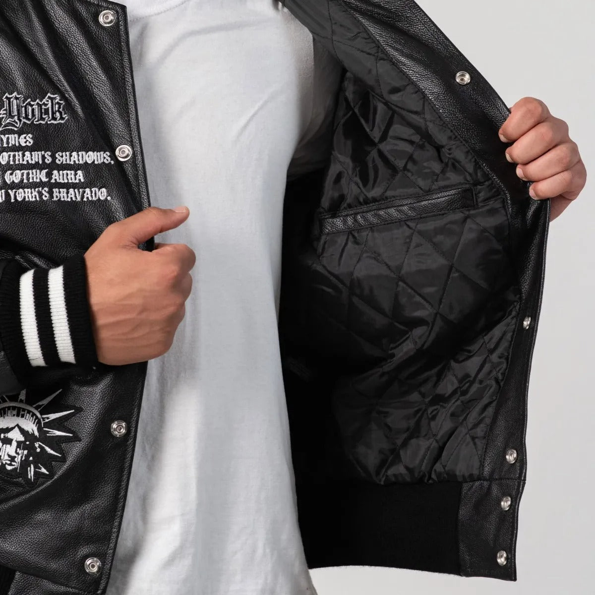 New York Limited Edition Black Leather Letterman Jacket