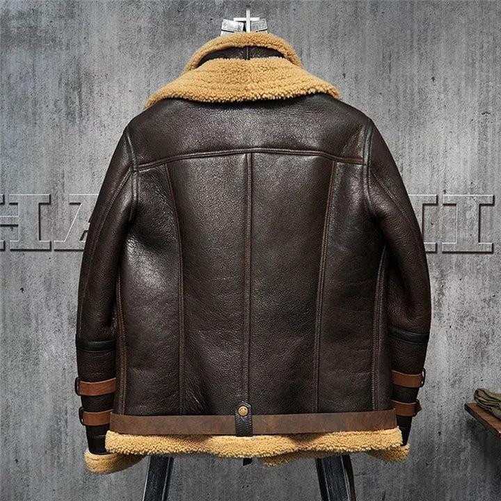 remium B3 Flight Sheepskin Aviator Fur Leather Jacket