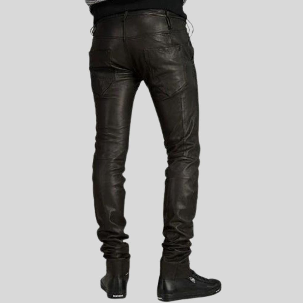 Premium Black Lambskin Leather Pants for Men