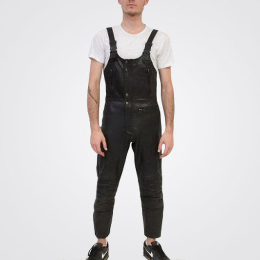 Premium Leather Jumpsuit for Men with Front Snap Closure