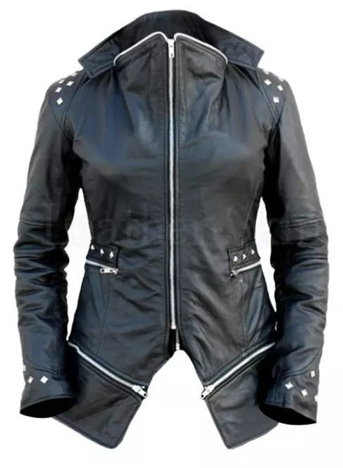 Punk Women Genuine Leather Jacket