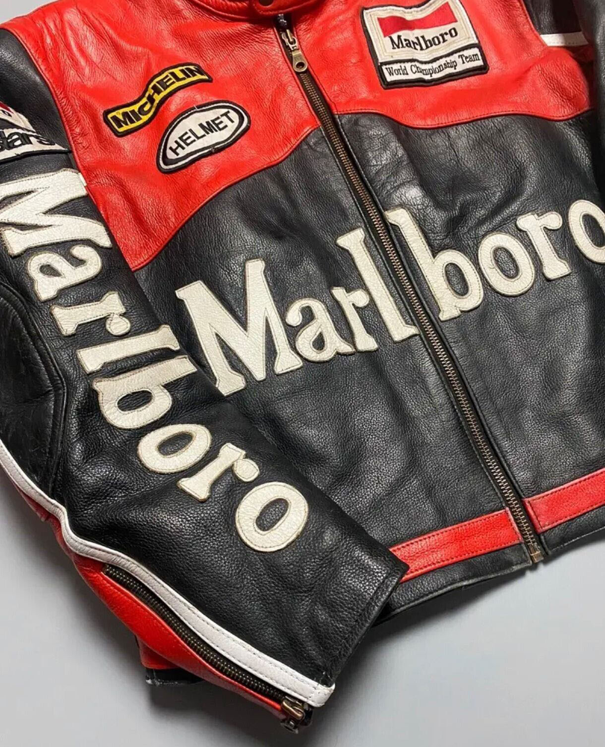 Rare Racing Marlboro Leather Biker Jacket for Men