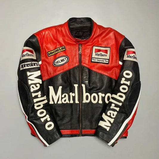 Rare Racing Marlboro Leather Biker Jacket for Men