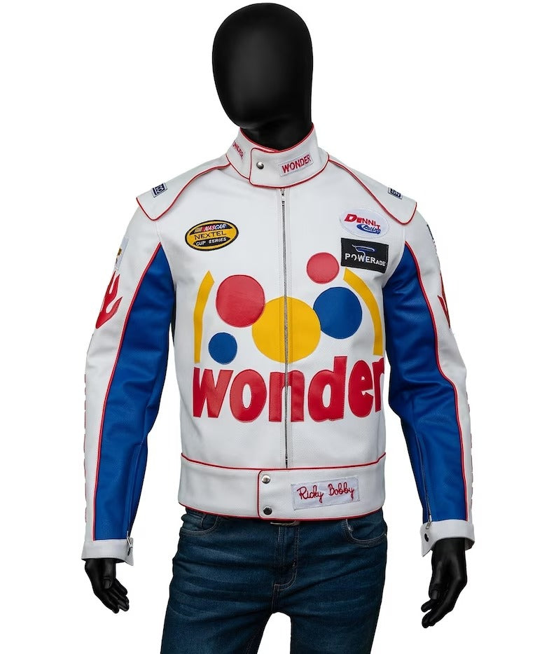 Ricky Bobby Costume Racing Leather Jacket - Wonder Bread Theme