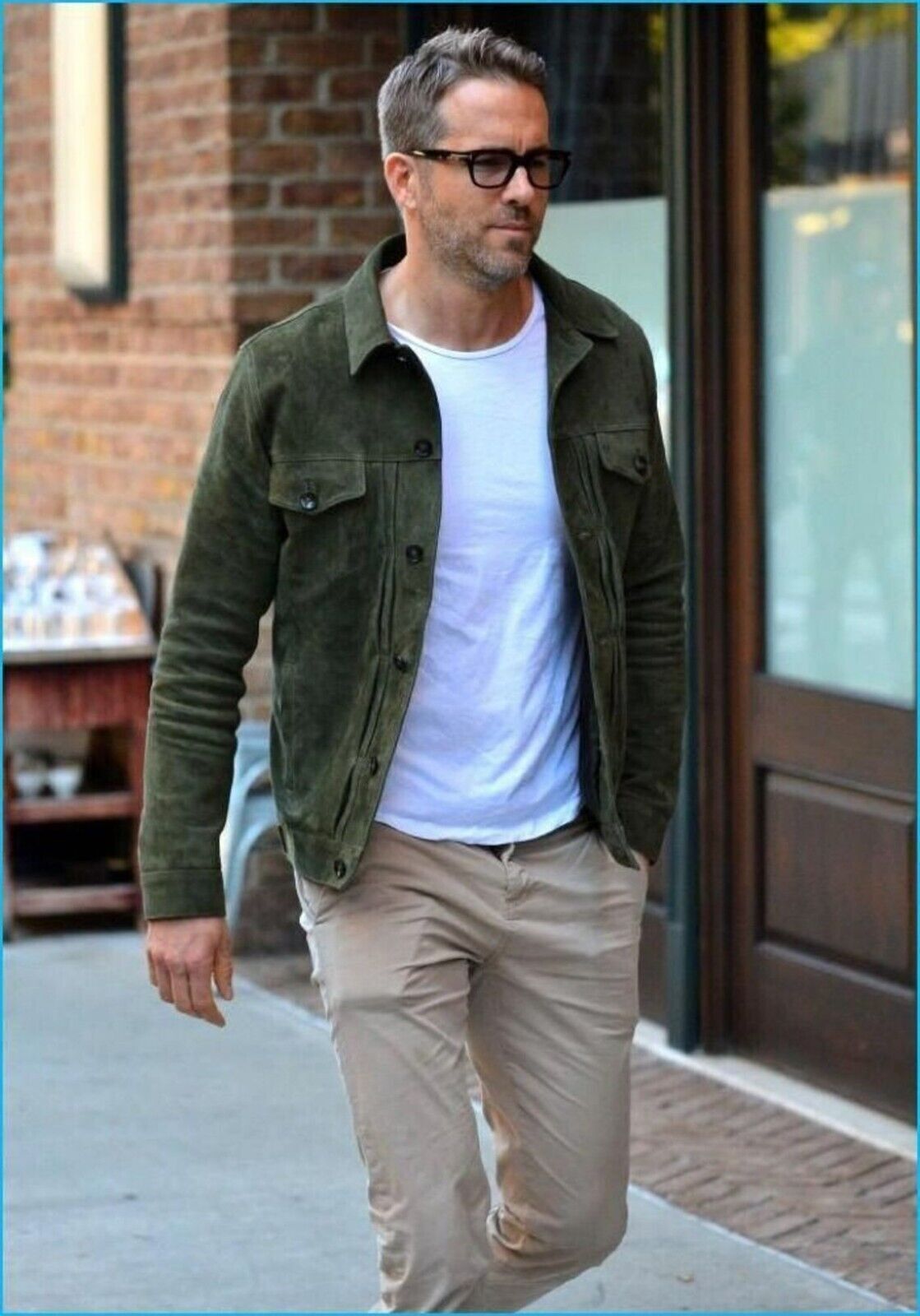 Ryan Reynolds Inspired Green Pure Suede Leather Trucker Jacket