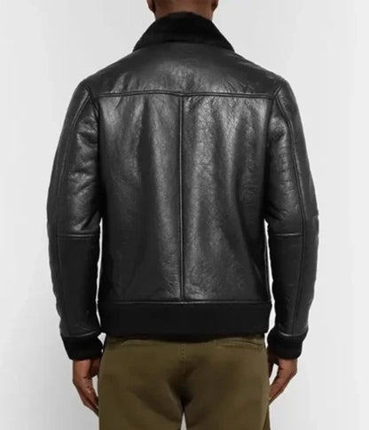 Shearling Trimmed Leather Jacket