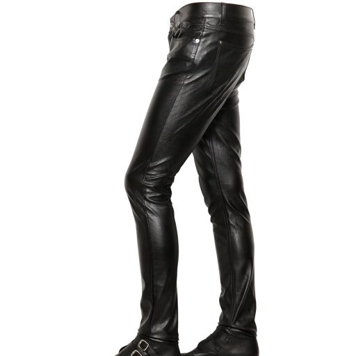 Skinny Fit Leather Pant For Men - Genuine Leather Pant Black