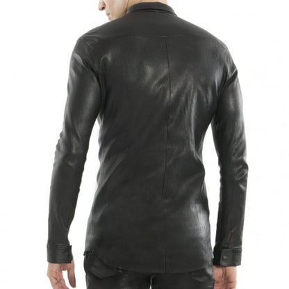 Black Leather Shirt for Men