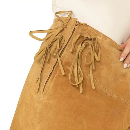 Trendy Asymmetrical Women Fringe Leather Skirt