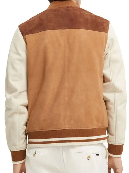 Brown and White Letterman Jacket