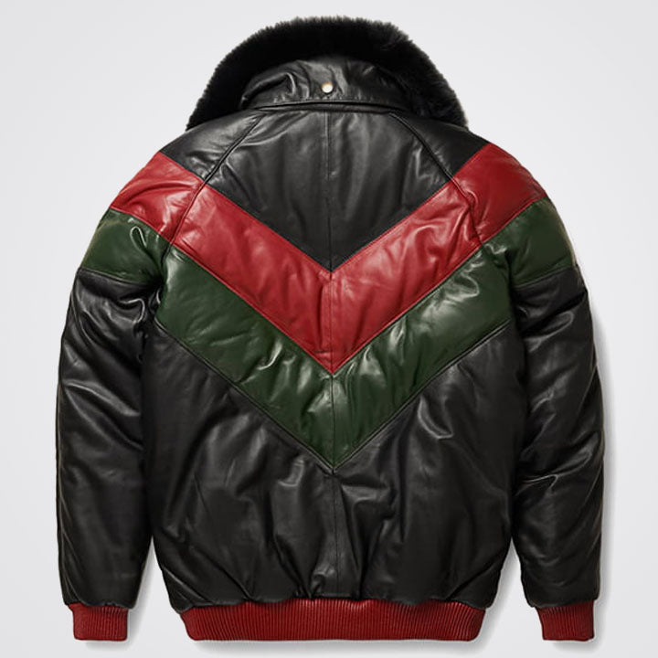 Multi Color Bomber Leather Jacket