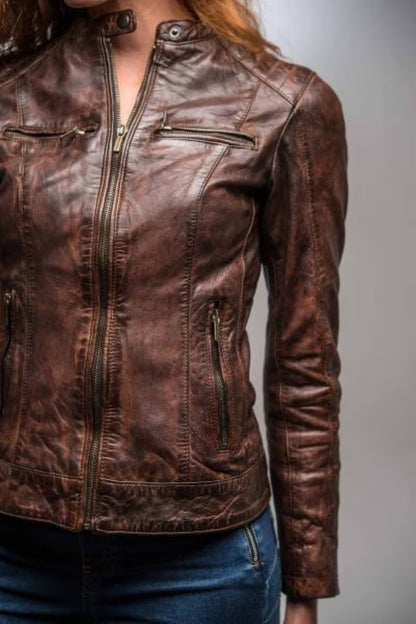 Vintage Brown Women's Leather Jacket